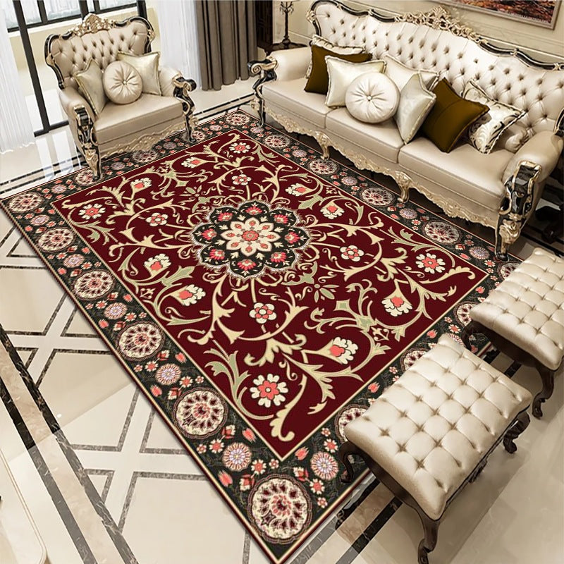 Glam Ethnic Area Rug Retro Floral Printed Carpet Stain Resistant Area Carpet for Home Decoration