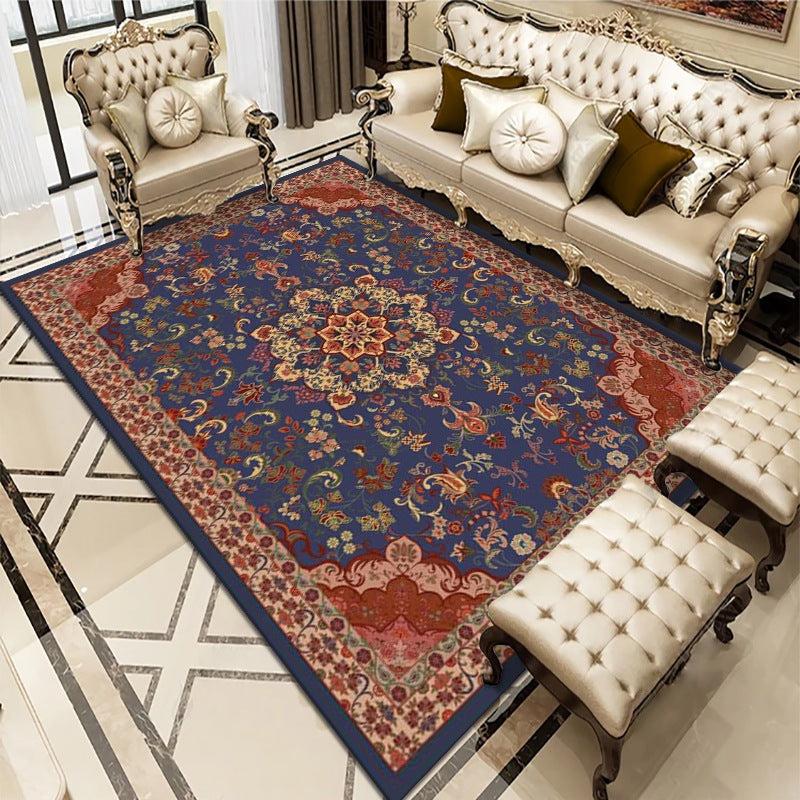 Glam Ethnic Area Rug Retro Floral Printed Carpet Stain Resistant Area Carpet for Home Decoration