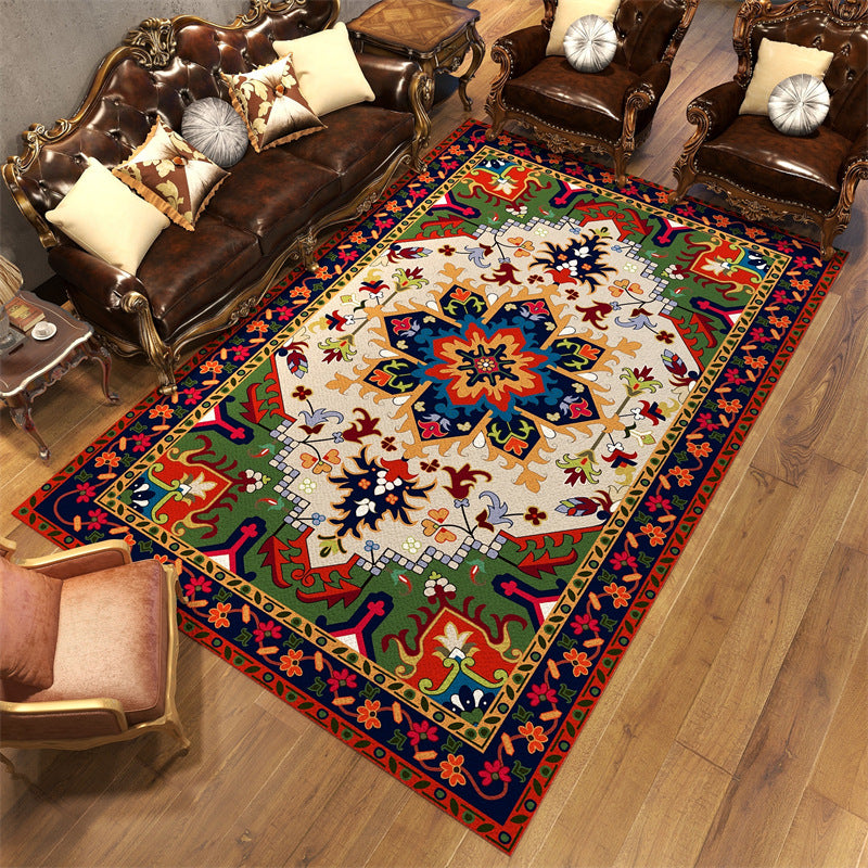 Victorian Medallion Pattern Rug Olden Moroccan Area Carpet Anti-Slip Backing Carpet for Living Room