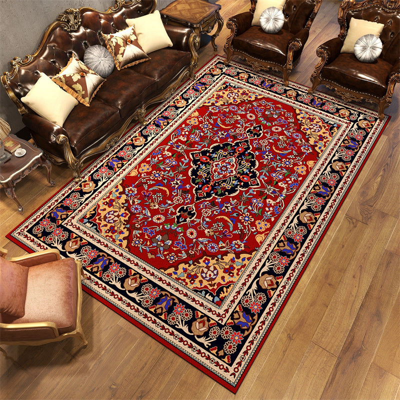 Victorian Medallion Pattern Rug Olden Moroccan Area Carpet Anti-Slip Backing Carpet for Living Room