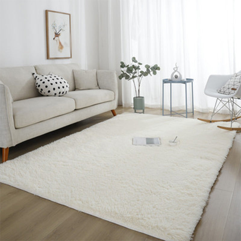 Relaxing Plain Shag Rug Polyester Area Carpet Stain Resistant Indoor Rug for Home Decoration