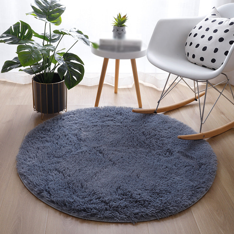 Modern Shag Carpet Solid Relaxing Round Rug Polyester Stain Resistant Indoor Carpet for Living Room