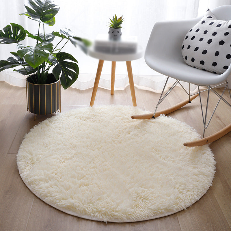 Round Home Decoration Shag Rug Relaxing Plain Carpet Polyester Non-Slip Backing Indoor Rug