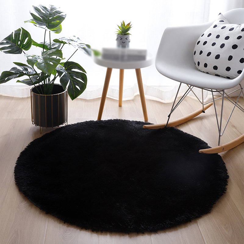 Round Home Decoration Shag Rug Relaxing Plain Carpet Polyester Non-Slip Backing Indoor Rug