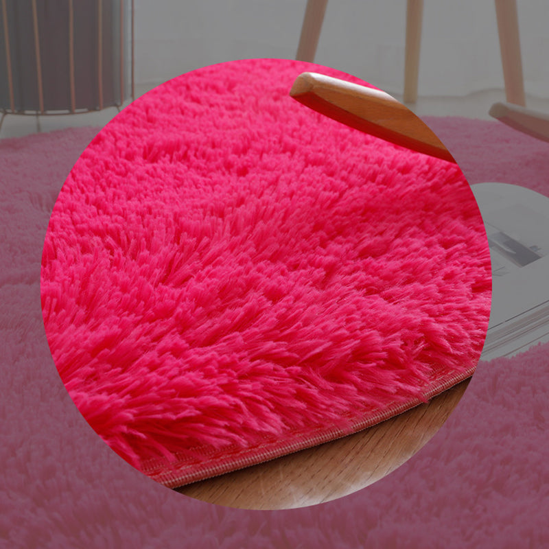 Round Home Decoration Shag Rug Relaxing Plain Carpet Polyester Non-Slip Backing Indoor Rug