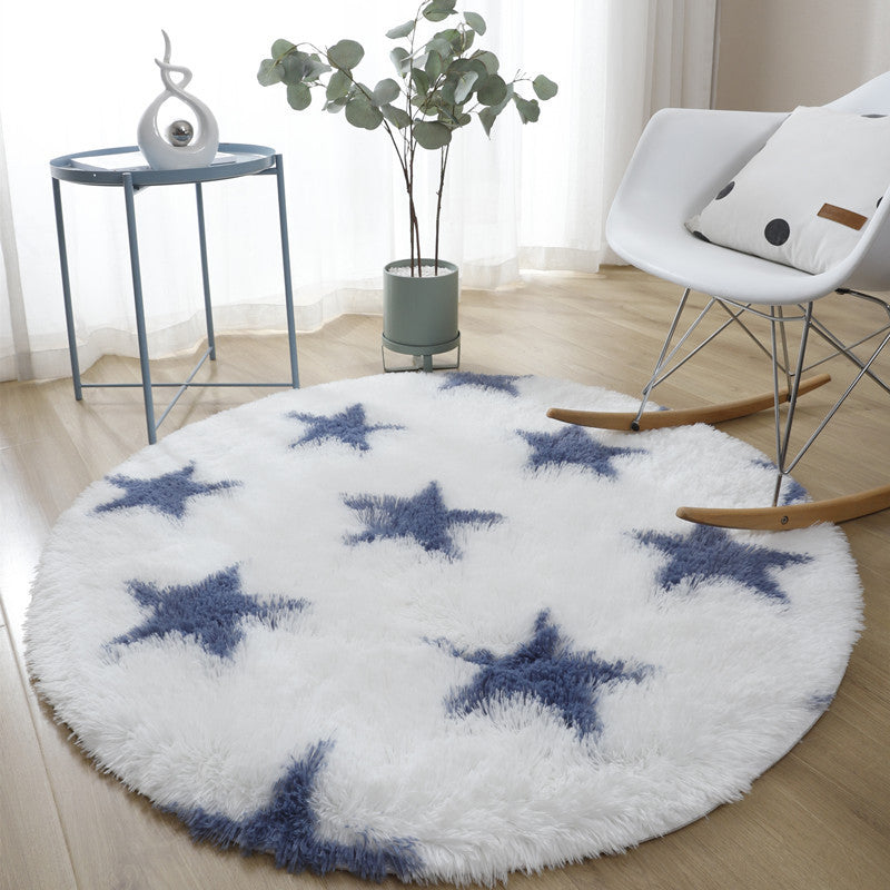 Novelty Trellis Print Carpet Polyester Round Indoor Rug Non-Slip Backing Area Carpet for Living Room