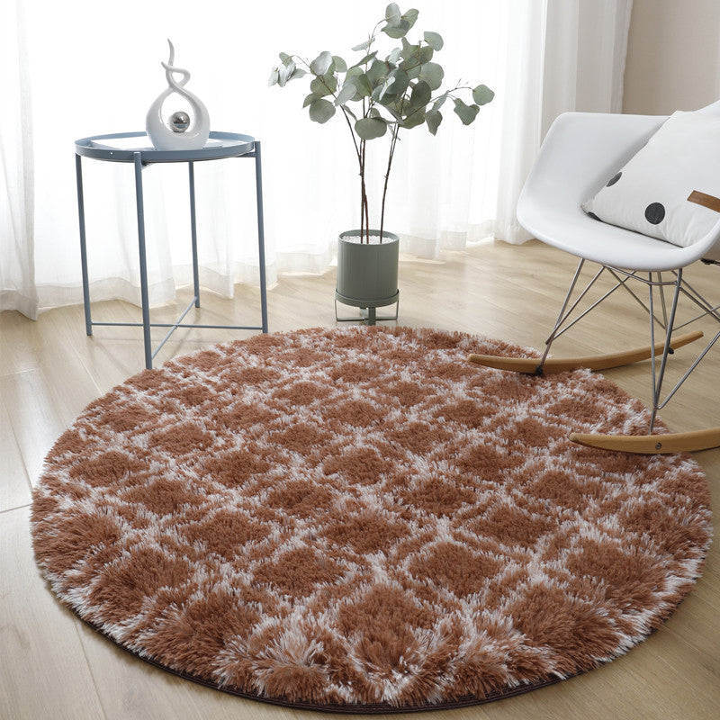 Novelty Trellis Print Carpet Polyester Round Indoor Rug Non-Slip Backing Area Carpet for Living Room