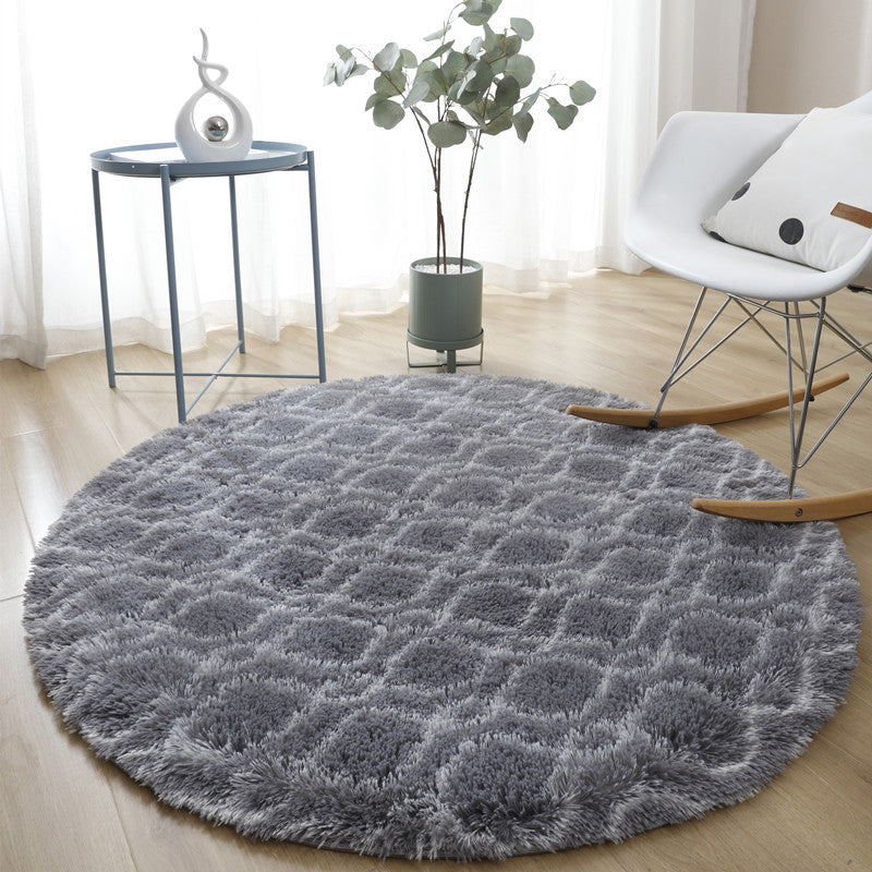 Novelty Trellis Print Carpet Polyester Round Indoor Rug Non-Slip Backing Area Carpet for Living Room