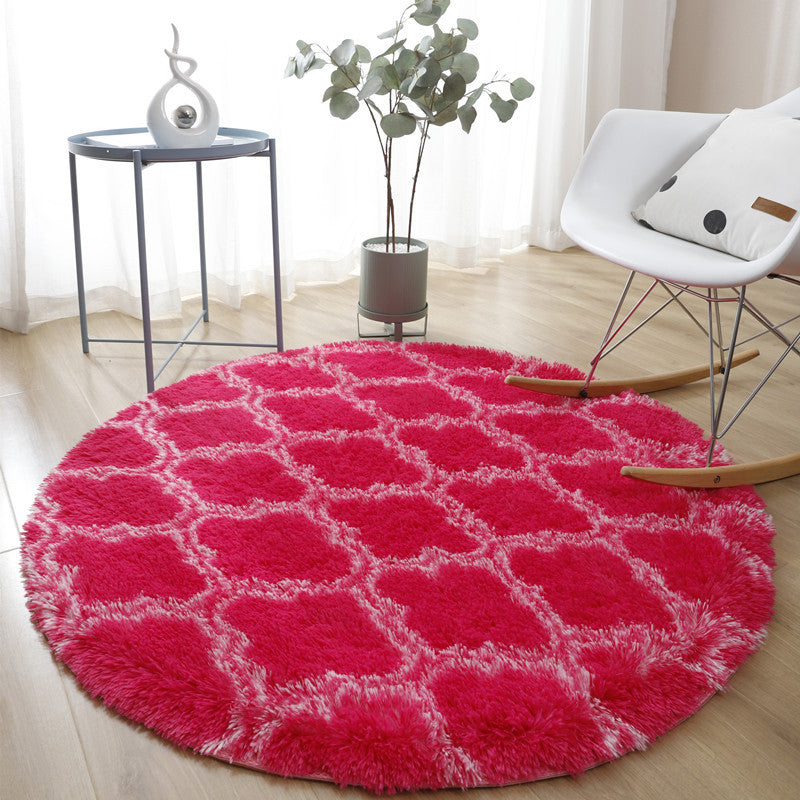 Novelty Trellis Print Carpet Polyester Round Indoor Rug Non-Slip Backing Area Carpet for Living Room