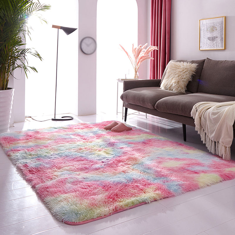 Trendy Plain Shag Rug Polyester Area Carpet Stain Resistant Indoor Rug for Home Decoration