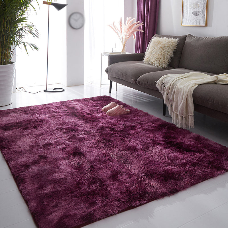 Trendy Plain Shag Rug Polyester Area Carpet Stain Resistant Indoor Rug for Home Decoration