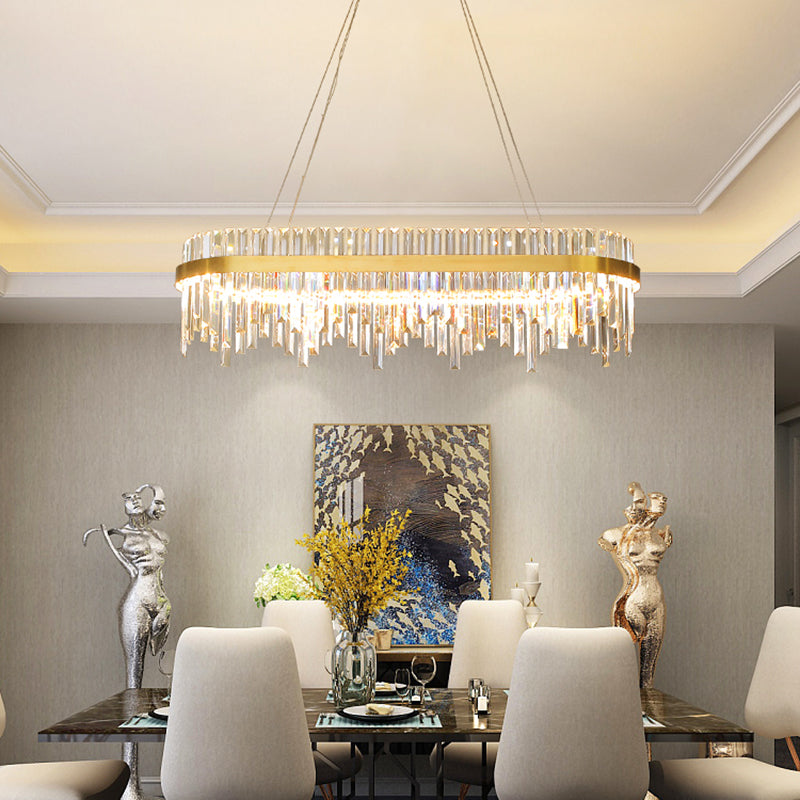 1-Tier Chandelier Lamp Modernist Crystal LED Gold Ceiling Pendant Light for Dining Room