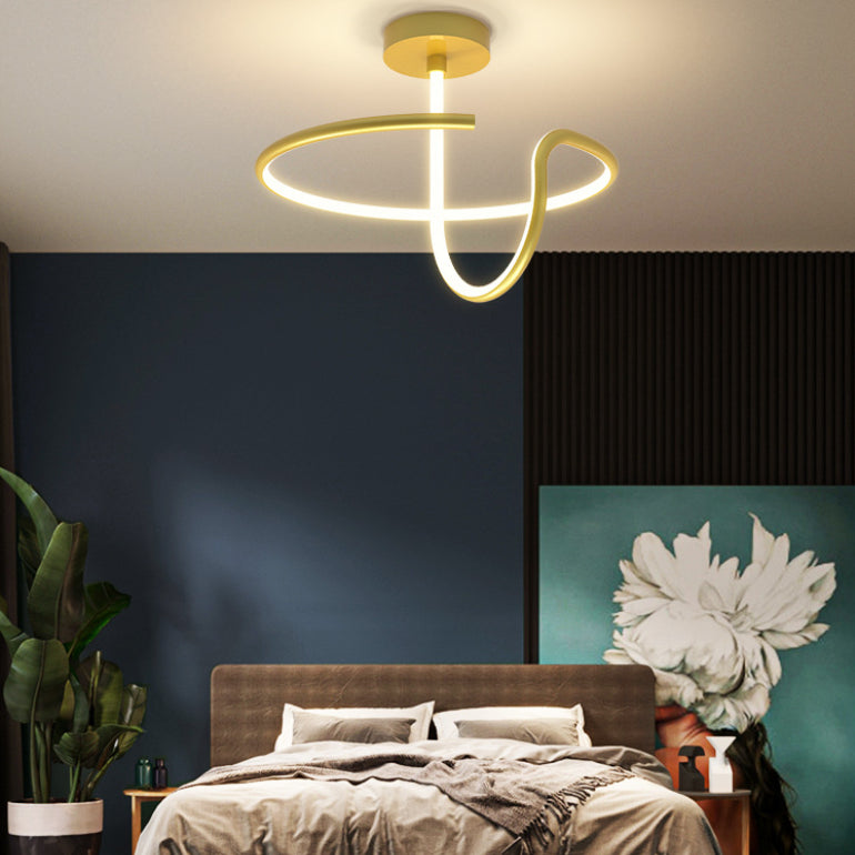 Modern Minimalist Style Linear Semi Flush Mount Ceiling Fixture Acrylic Semi Flush Mount