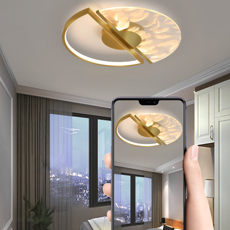 1-Light LED Flush Light New Modern Acrylic Rounded Ceiling Mount Lamp for Bedroom