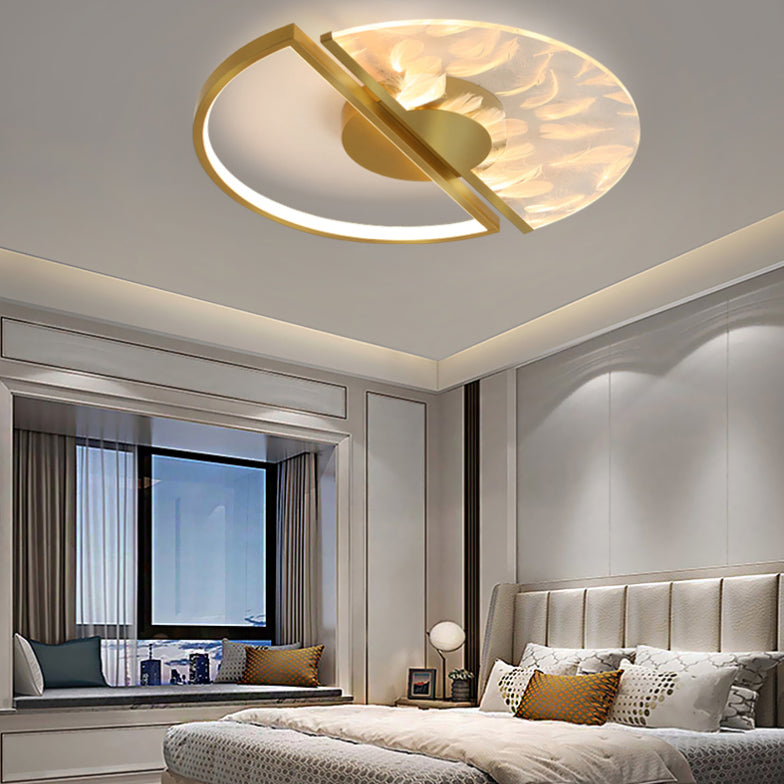 1-Light LED Flush Light New Modern Acrylic Rounded Ceiling Mount Lamp for Bedroom