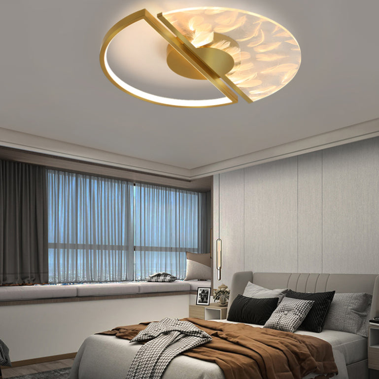 1-Light LED Flush Light New Modern Acrylic Rounded Ceiling Mount Lamp for Bedroom