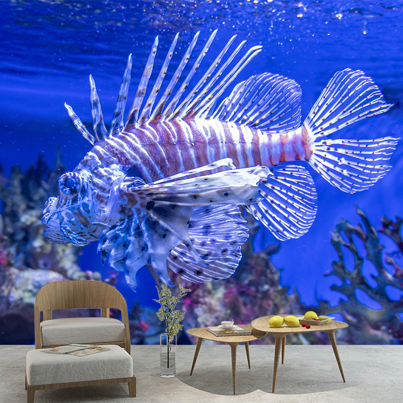 Tropical Fish Sea Bottom Mural Wallpaper Moisture Resistant Contemporary Wall Covering for Bedroom