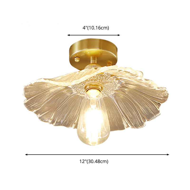 Nordic Modern Minimalist Glass Flush Mount Lampe avec ombre à volants pour le couloir Balcon