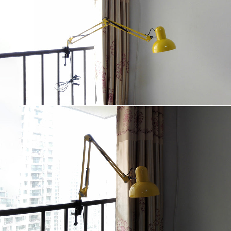 Iron Bowl Shade Clamp-on Task Lamp Macaron 1-Bulb Adjustable Table Light