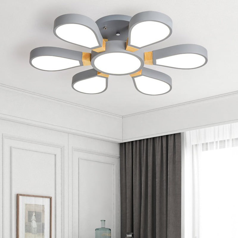 Modern Creative Petaloid LED Ceiling Light Lacquered Iron Semi Flush Mount with Acrylic Shade