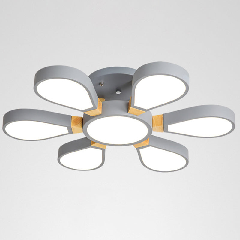 Modern Creative Petaloid LED Ceiling Light Lacquered Iron Semi Flush Mount with Acrylic Shade