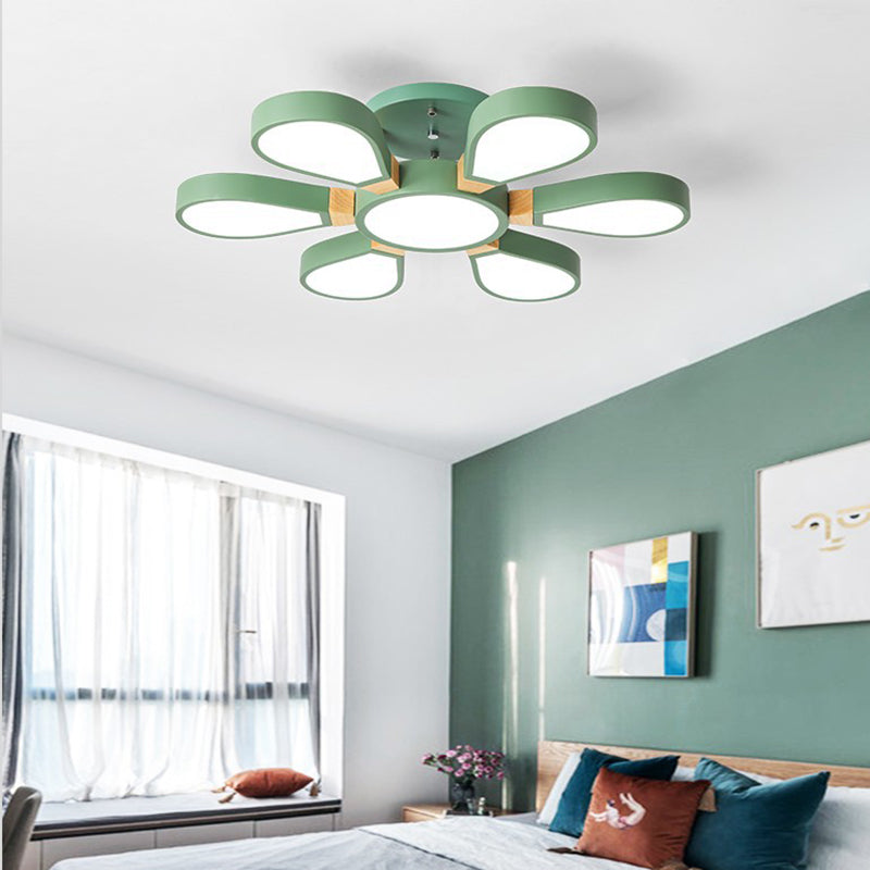 Modern Creative Petaloid LED Ceiling Light Lacquered Iron Semi Flush Mount with Acrylic Shade