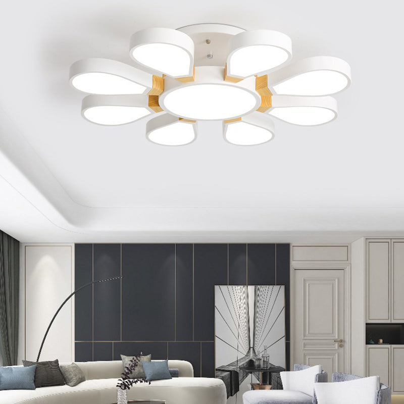 Modern Creative Petaloid LED Ceiling Light Lacquered Iron Semi Flush Mount with Acrylic Shade