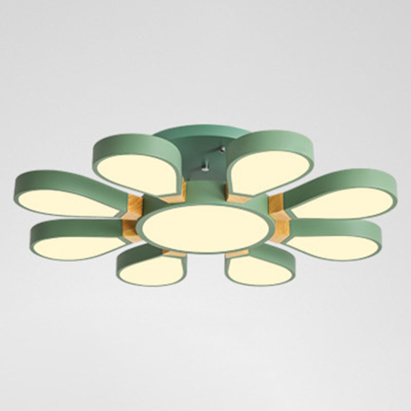 Modern Creative Petaloid LED Ceiling Light Lacquered Iron Semi Flush Mount with Acrylic Shade