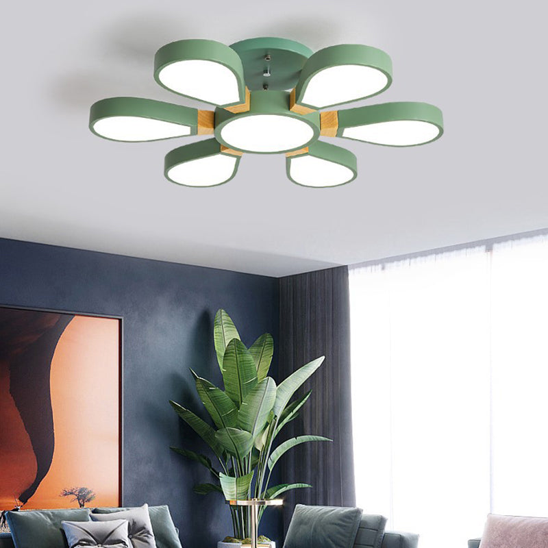 Moderno creativo Petaloid LED Techo Luz de hierro lacado Semi Flush Monte con sombra acrílica