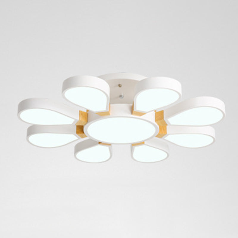 Modern Creative Petaloid LED Ceiling Light Lacquered Iron Semi Flush Mount with Acrylic Shade