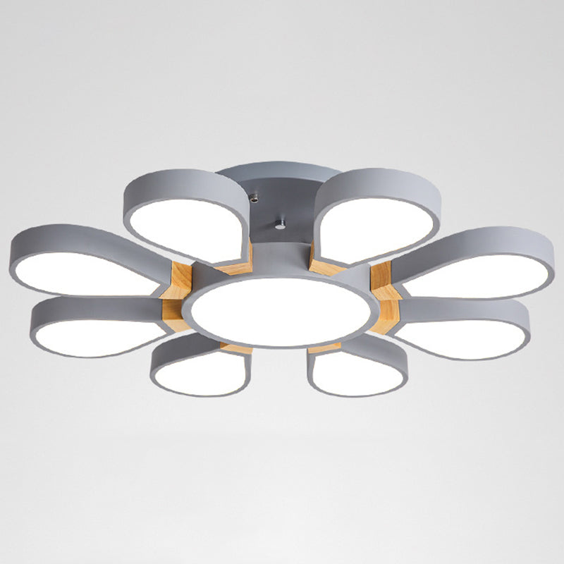 Moderno creativo Petaloid LED Techo Luz de hierro lacado Semi Flush Monte con sombra acrílica