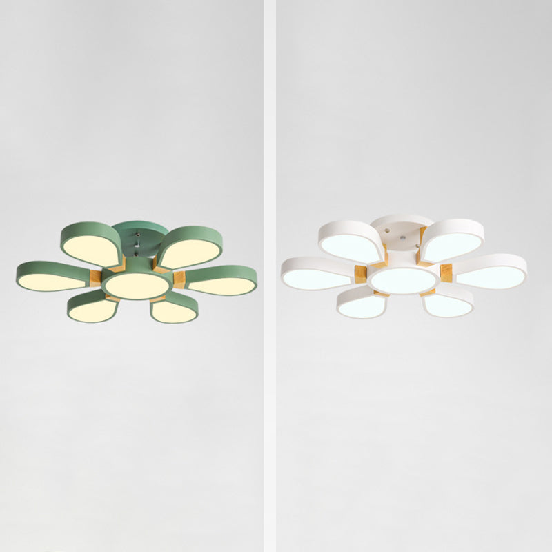 Modern Creative Petaloid LED Ceiling Light Lacquered Iron Semi Flush Mount with Acrylic Shade