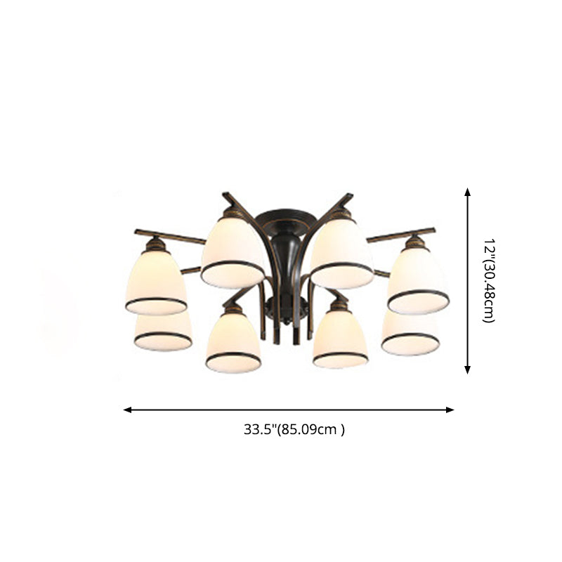 Eisenschwarzes Halbflush -Halterung im traditionellen Retro -Style -Glas -Sputnik Deckenlicht für Wohnzimmer