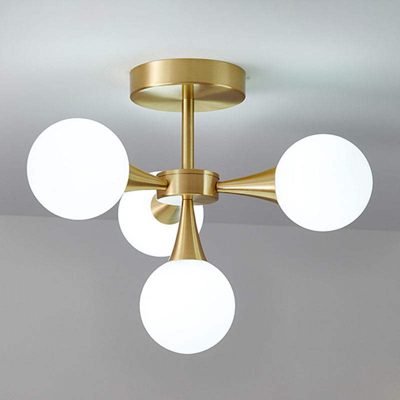 Glass Brass Ceiling Light in Modern Luxury Style Copper Sputnik Ceiling Fixture for Interior Spaces