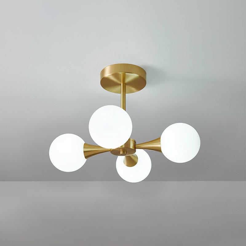 Glass Brass Ceiling Light in Modern Luxury Style Copper Sputnik Ceiling Fixture for Interior Spaces