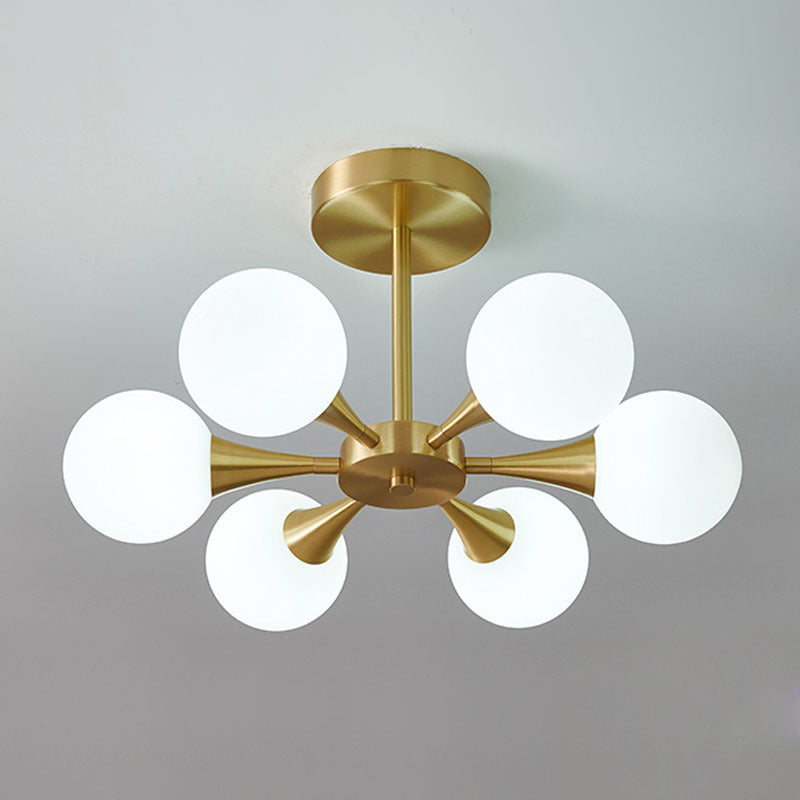 Glass Brass Ceiling Light in Modern Luxury Style Copper Sputnik Ceiling Fixture for Interior Spaces