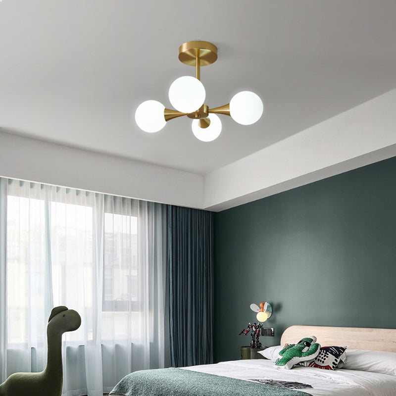 Glass Brass Ceiling Light in Modern Luxury Style Copper Sputnik Ceiling Fixture for Interior Spaces