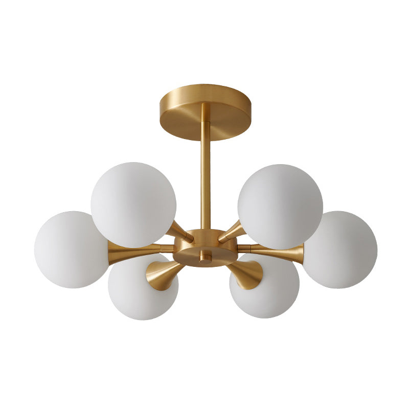 Glass Brass Ceiling Light in Modern Luxury Style Copper Sputnik Ceiling Fixture for Interior Spaces