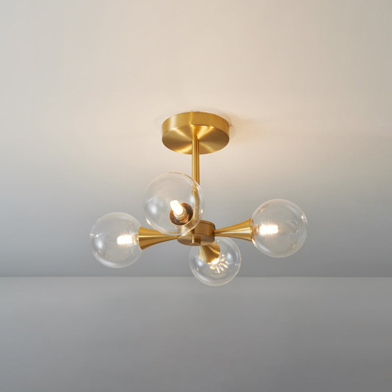 Glass Brass Ceiling Light in Modern Luxury Style Copper Sputnik Ceiling Fixture for Interior Spaces