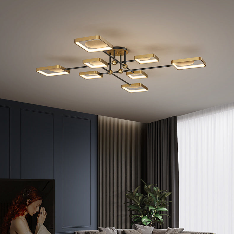 Sputnik Bronze Modern Flush Mount LED Metal Ceiling Mounted Light for Living Room