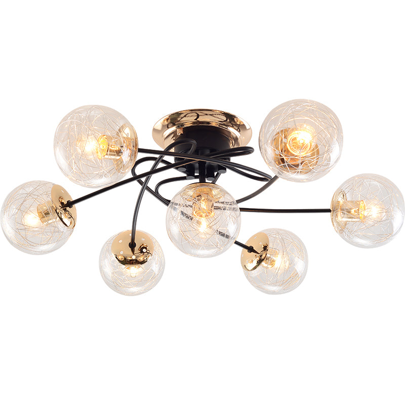 Black Contemporary Glass Flush Mount 1 Light Flush Light para dormitorio para dormitorio