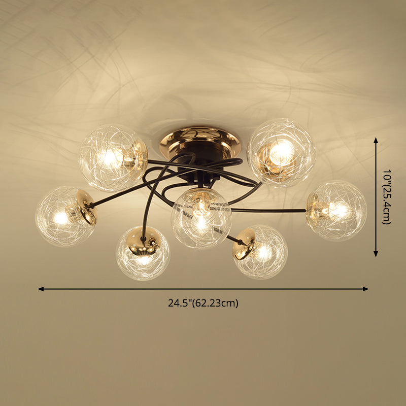 Black Contemporary Glass Flush Mount 1 Light Flush Light para dormitorio para dormitorio