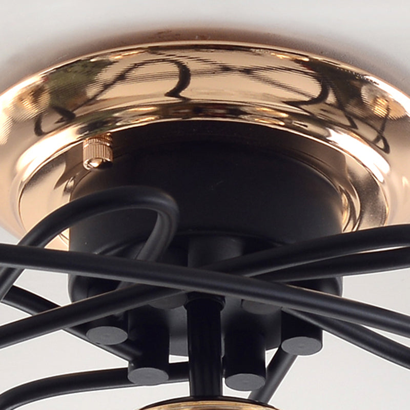 Black Contemporary Glass Flush Mount 1-Light Spherical Flush Ceiling Light for Bedroom