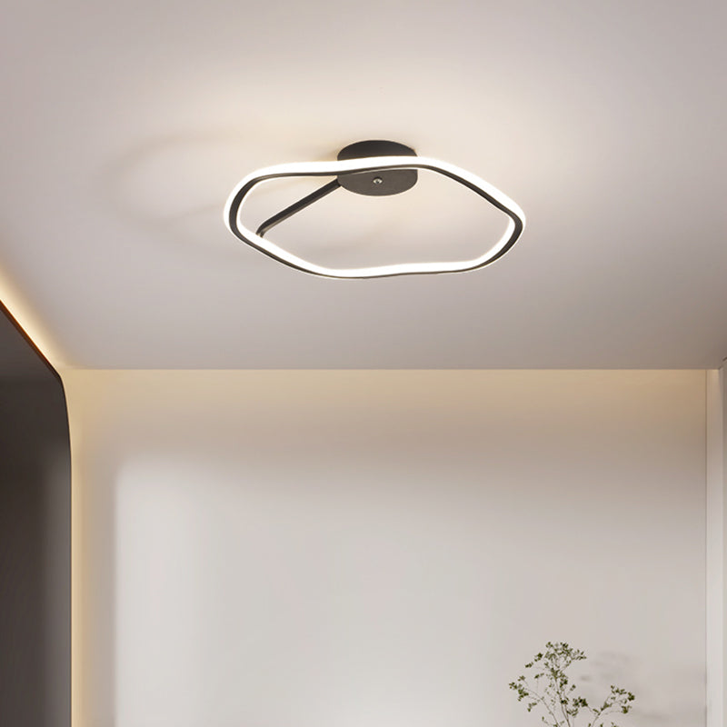 Metal Minimalism 1-Light Flush Mount Lamp Linear Flush Ceiling Light for Bedroom