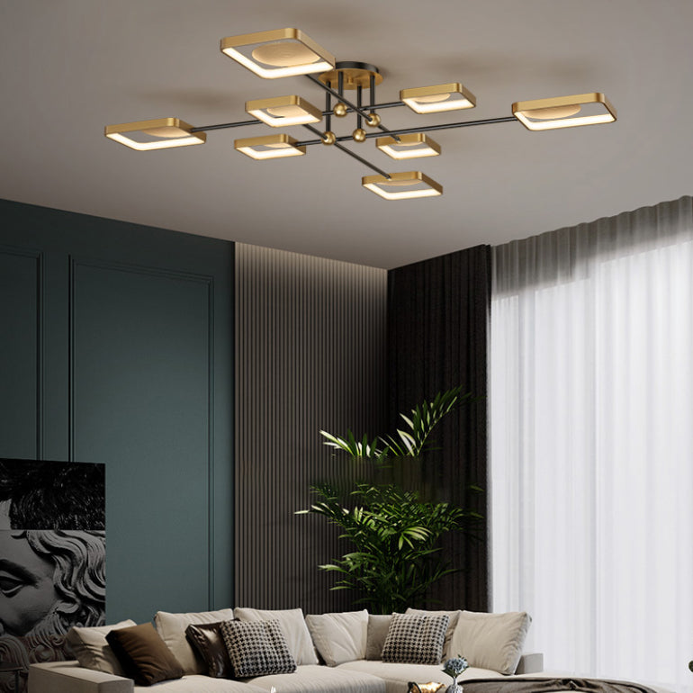 Sputnik Bronze Modern Flush Mount LED Metal Ceiling Mounted Light for Living Room