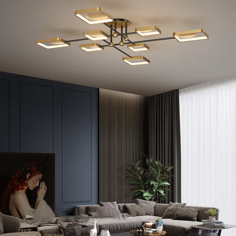 Sputnik Bronze Modern Flush Mount LED Metal Ceiling Mounted Light for Living Room