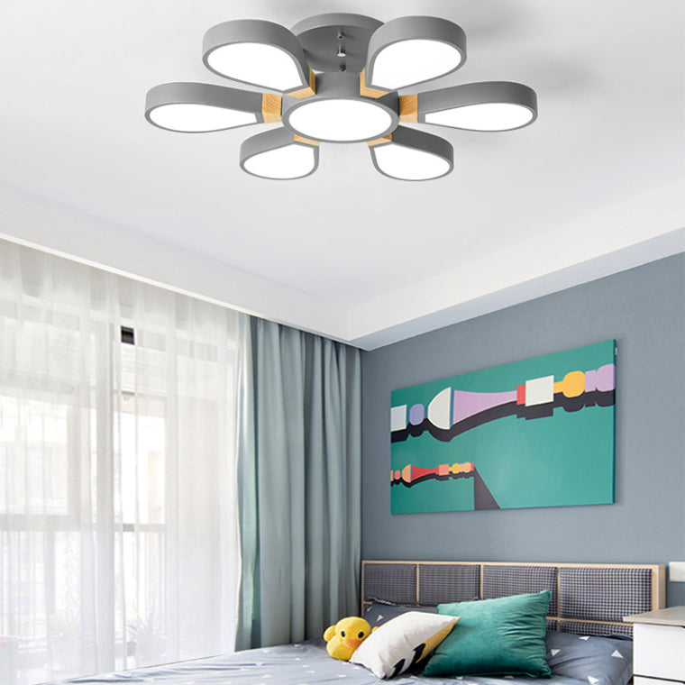 Moderno creativo Petaloid LED Techo Luz de hierro lacado Semi Flush Monte con sombra acrílica