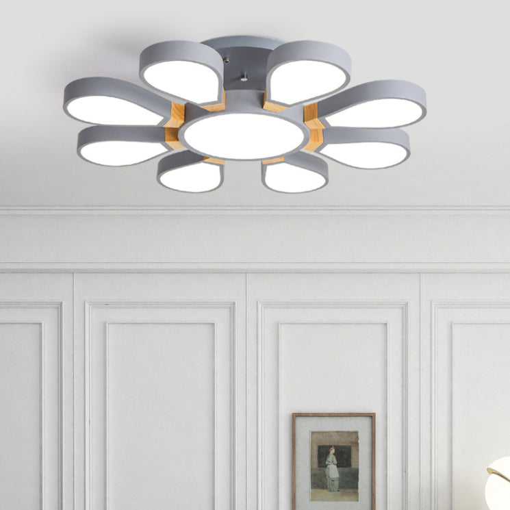 Modern Creative Petaloid LED Ceiling Light Lacquered Iron Semi Flush Mount with Acrylic Shade