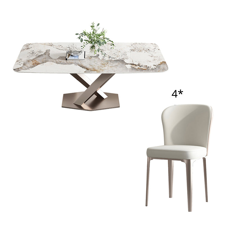 Moderne stijl gesinterde stenen top dinette set met rechthoektafel tafel eetkamer set