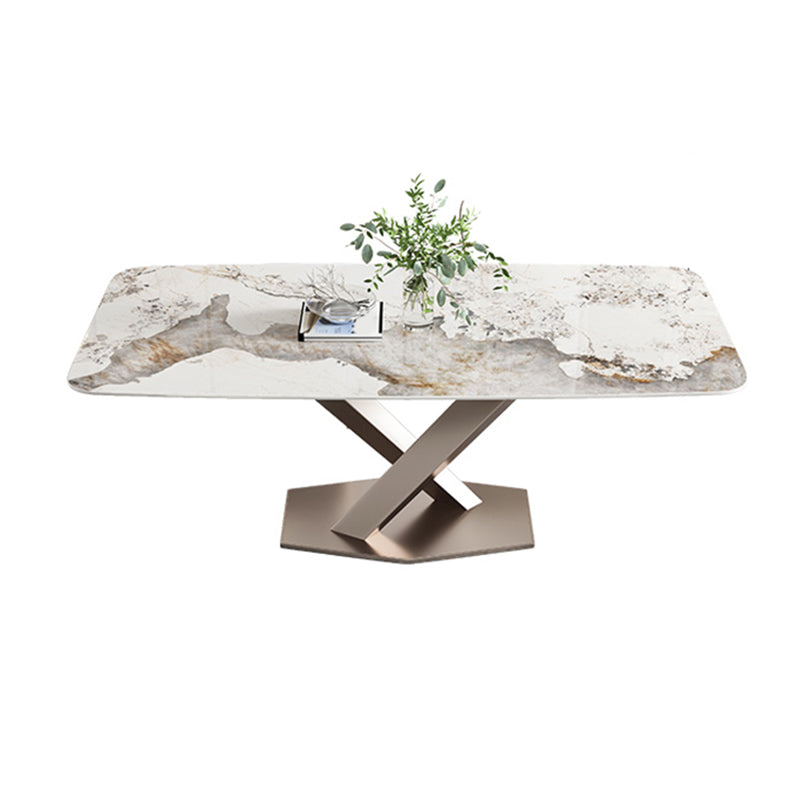 Ensemble de restauration en pierre pénible de style moderne avec table de salle à manger de table de table rectangle